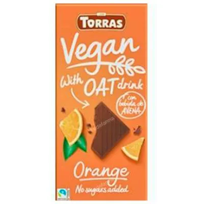 Chocolate con bebida avena-naranja 100 g, Torras