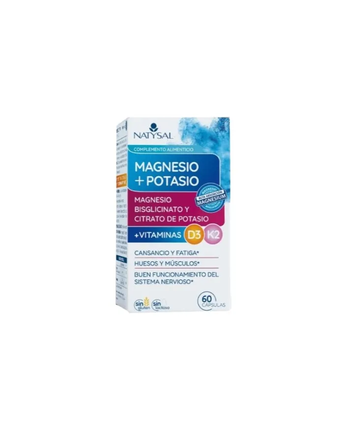 Magnesio+potasio vit d3+k2 60 cápsulas, Natysal