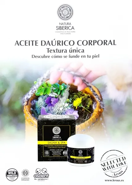 Cartel aceite daurico corporal, Natura Siberica