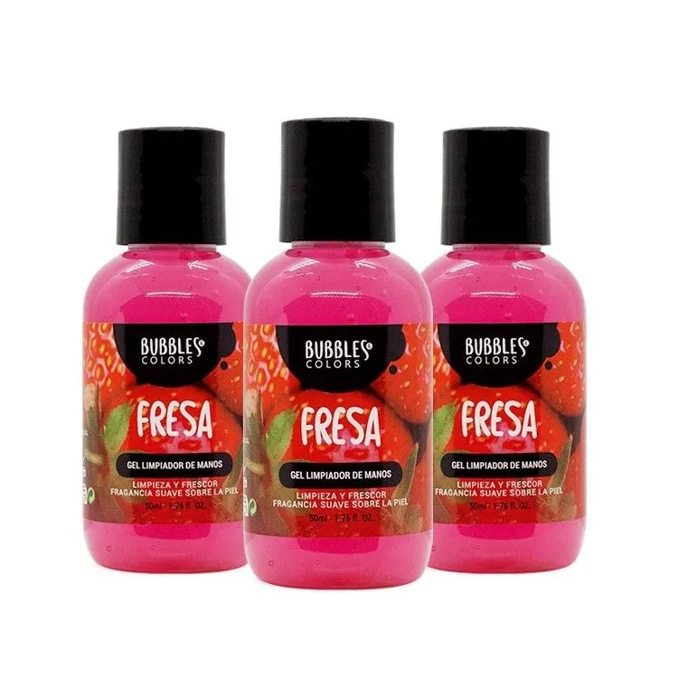Gel Hidroalcohólico Fresa 50 ml, Bubbles & Colors