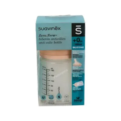 Biberão zero antic b/larga sili fluxo lento 180 ml, Suavinex