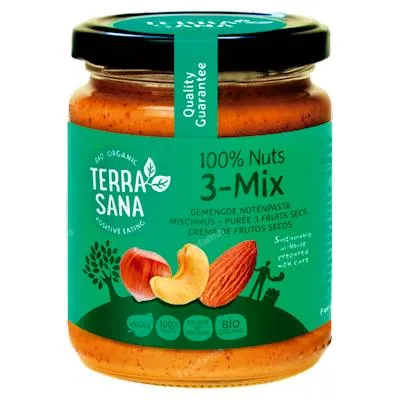 Biologische crème 3 notenmix zonder pinda 250 g, Terrasana