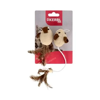 Spielzeug Mäuse mit Federn Nature 4,5CM Kerbl Acc Vet, Kerbl Vet