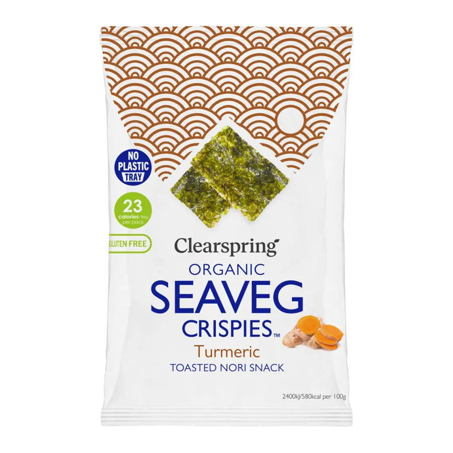 Alga nori con cúrcuma snack 4 g, Clearspring