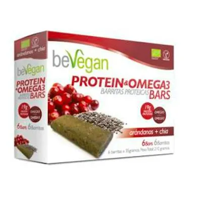 Barritas proteicas-antiox arándano+chia BIO 6 uds., Bevegan