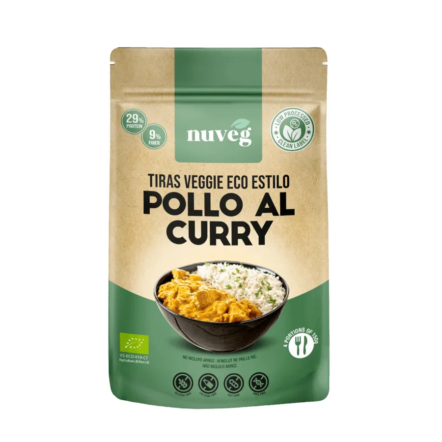 Pollo al curry sin gluten BIO 165 g, Nuveg