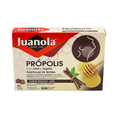 Pastillas própolis regaliz-miel 24 uds., Juanola