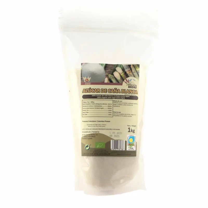 Azúcar caña blanca el oro de los andes BIO 1 kg, Oro Los Andes