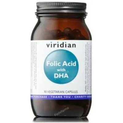 Ácido fólico 400ug con DHA 90 cápsulas vegetales, Viridian