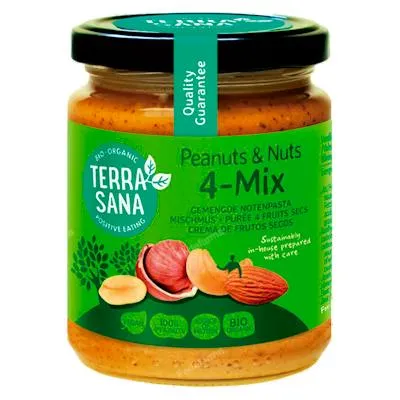 Biologische crème 4 notenmix met pinda 250 g, Terrasana