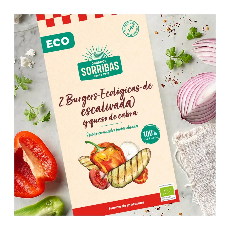 Goat cheese and roasted vegetable (escalivada) burger Sorribas 2 x 80 g, Obrador Sorribas