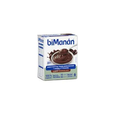 Natillas sustitutivas chocolate 6 sobres, Bimanan