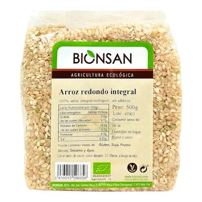 Arroz redondo integral BIO 500 g, Bionsan