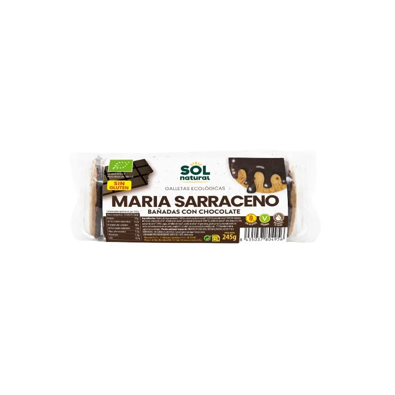 Biscuits maria sarrasin enrobés de chocolat 200 g, Sol Natural