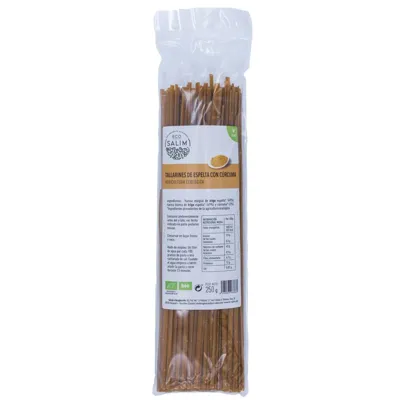 Tallarines de Espelta con Cúrcuma BIO 250 g, Ecosalim