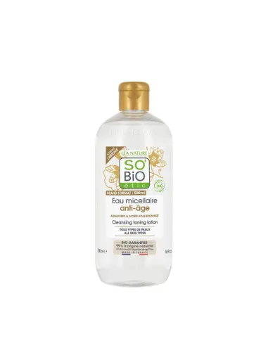 Agua micelar antiedad ácido hialurónico & argan BIO, SO'BiO étic
