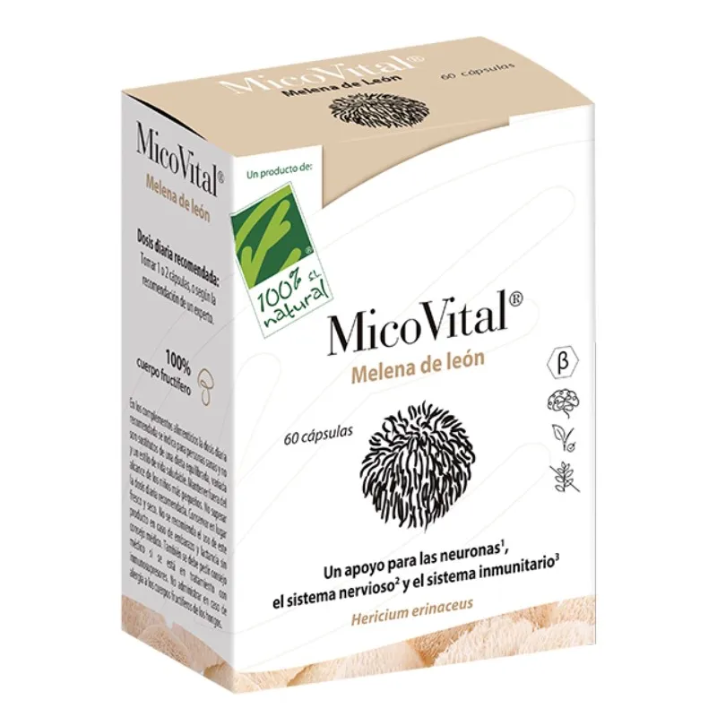 Micovital melena de leon 100%natural 60 cápsulas, 100% Natural