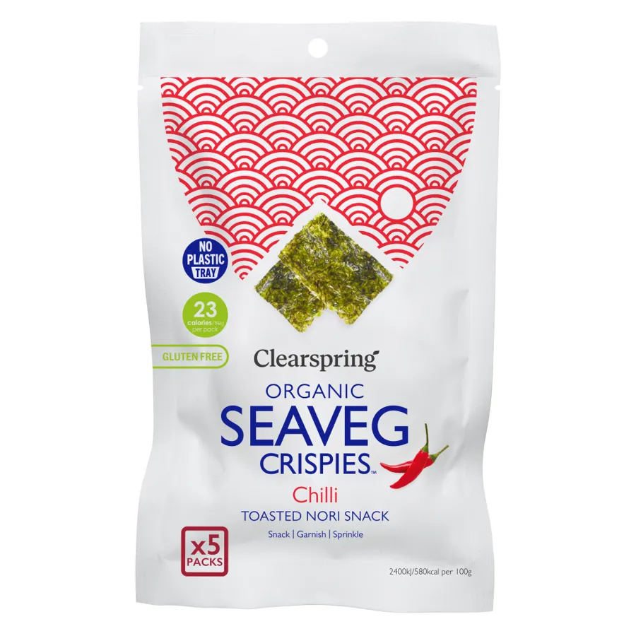 Alga nori tostada con chili multipack snack 5 x 4 g, Clearspring