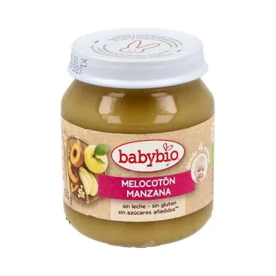 Potito melocoton y manzana 4meses sin gluten BIO 130 g, Babybio