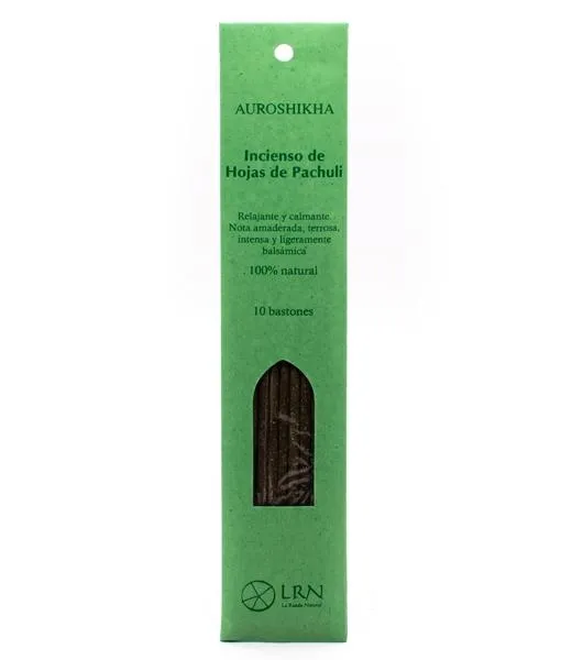 Incienso de Hojas de Pachulí. 10 bastones, Auroshikha