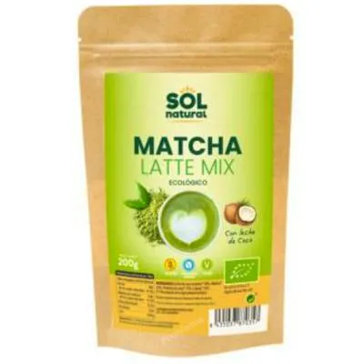 Matcha latte mix con leche de coco sin gluten BIO 200 g, Solnatural