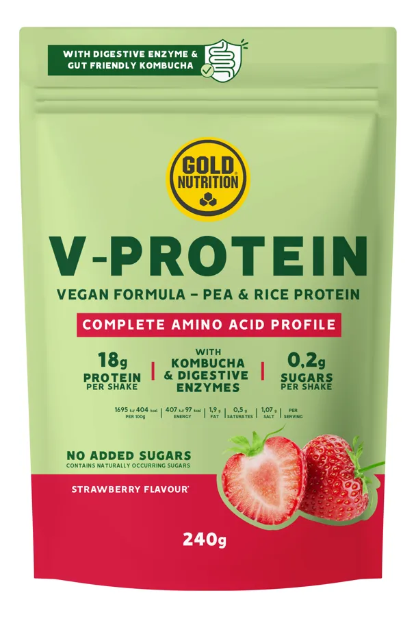 V-protein fresa 240 g, Gold Nutrition