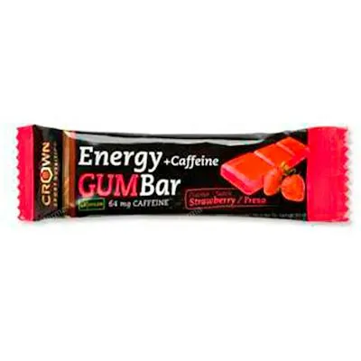 Energy gum bar fresa + cafeina 1 x 30 g, Crown Sport Nutrition