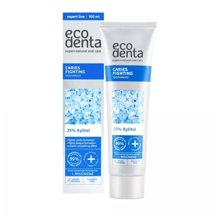 Pasta de Dientes Anticaries 25% Xilitol Lima y Cilantro 100 ml, Ecodenta