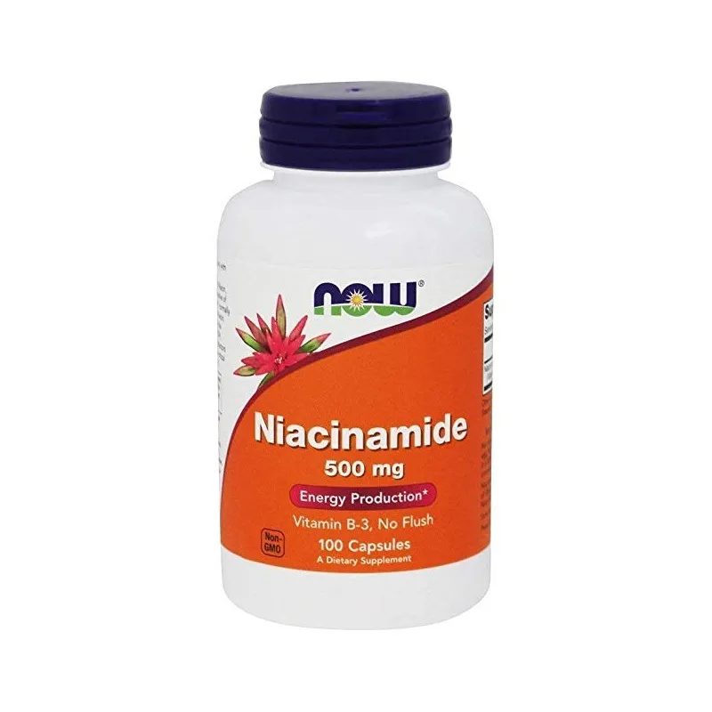 Vitamina b3 niacinamide 500 mg 100 cápsulas, Now