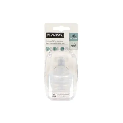 Tetina fisiologica flujo L silicona +6 ml 2 uds., Suavinex