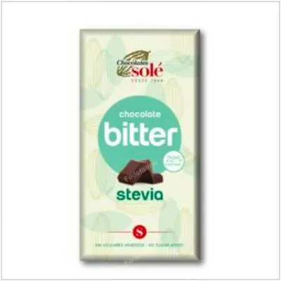 Chocolate negro 72% con stevia sin gluten 100 g, Chocolates Sole