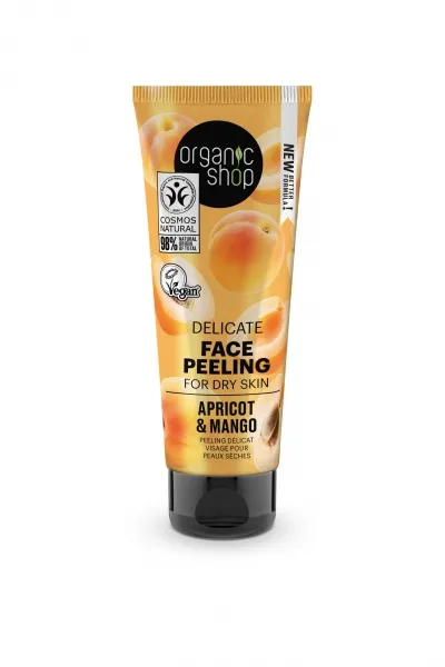Peeling facial suave para piel seca «albaricoque y mango» de 75 ml, Organic Shop