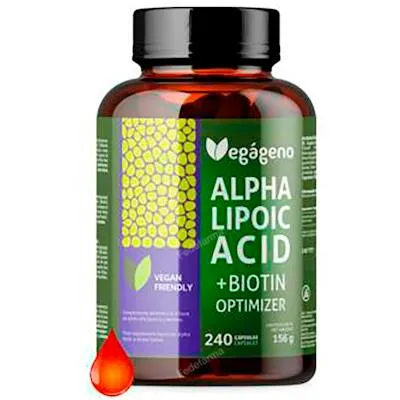 Alpha lipoic acid with folic acid 600 mg 240 capsules, Vegageno