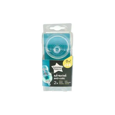 Tetina a-c b/ancha sili redon flu vari +0 M 2 un, Tommee Tippee