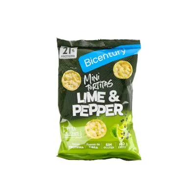 Protein tortita mini lime&pepper S/ gluten 10 g, Bicentury