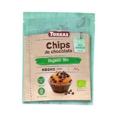 Chips de chocolate negro mini sin gluten BIO 200 g, Torras