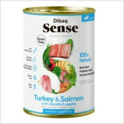 Dibaq Veterinaria dibaq sense salmone e tacchino cane puppy lattina senza glutine 380 g, Dibaq Vet