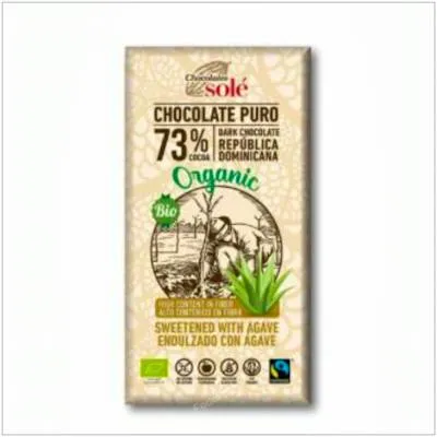 Chocolat noir 73 % à l'agave sans gluten BIO 100 g, Chocolates Sole