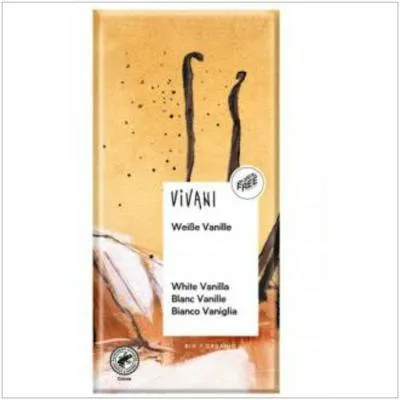 Chocolate blanco con vainilla Bourbon BIO 80 g, Vivani