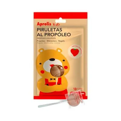 Kids piruletas al propóleo fresa 18 uds., Aprolis