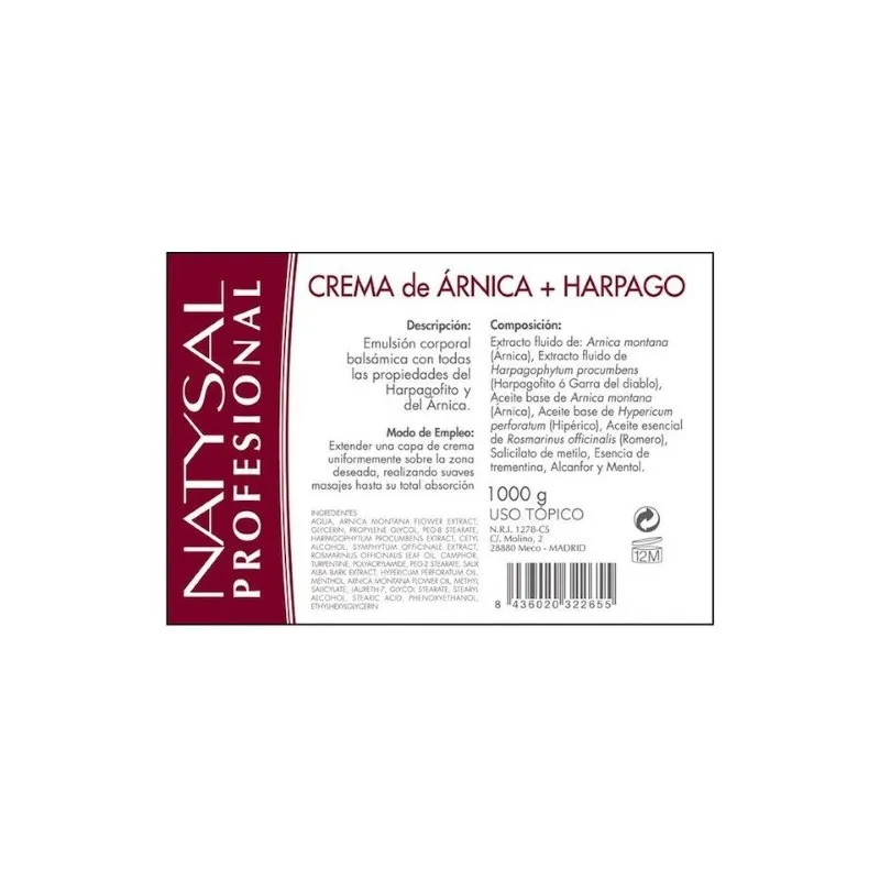 Arnica y harpagophytum crème 1 kg, Natysal