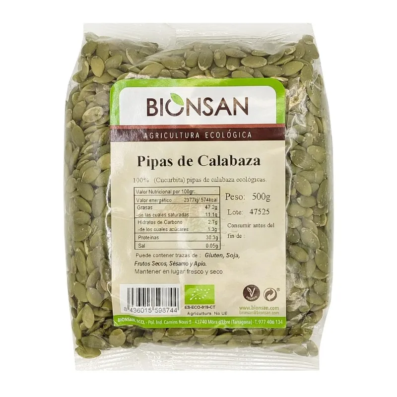 Pipas calabaza curcubita BIO 500 g, Bionsan