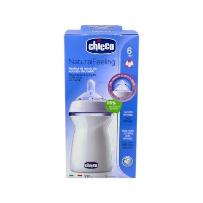 Fles nat brede hals silicone fysio flow RAPI+6 ml 330 ml, Chicco