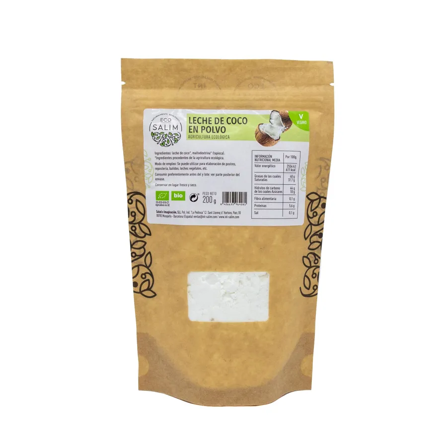 Leche Coco Polvo BIO 200 g, Ecosalim