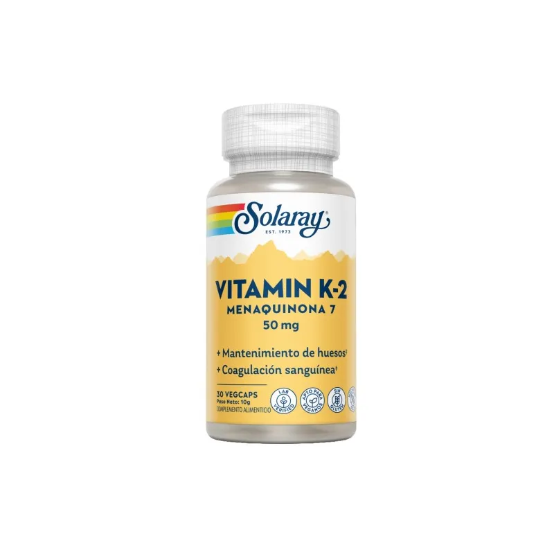 Vitamina k2 menaquinona 7 50 mg 30 cápsulas vegetales, Solaray