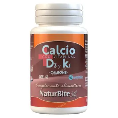 Calbone (vitamina D y Calcio) 60 comprimidos, Naturbite