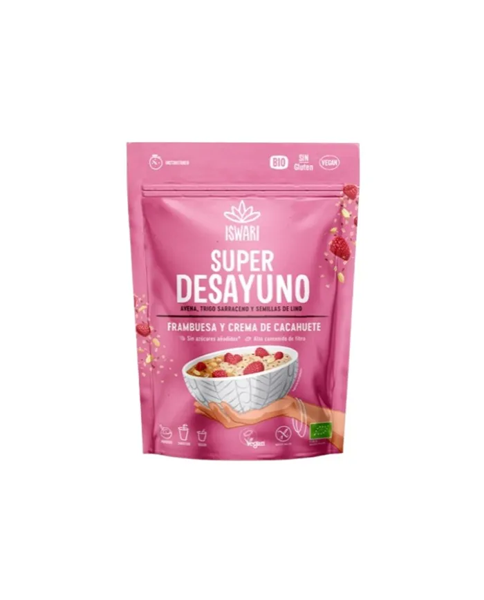 Super desayuno frambuesa crema cacahuete isw 360 g, Iswari