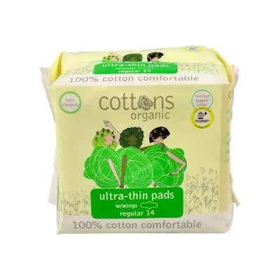 Compresa regular ultrafina con alas BIO 14 uds., Cottons