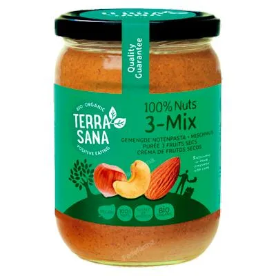 Biologische crème 3 notenmix zonder pinda 500 g, Terrasana