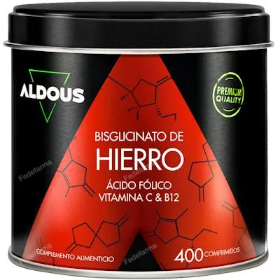 Hierro suplemento 28 mg + vitamina C B12 y ácido fólico 400 comprimidos, Aldous Bio